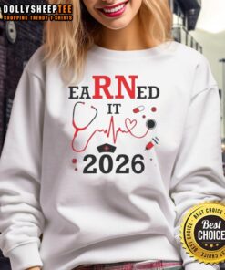 Premium Earned It RN Registered Nurse 2026 Sweatshirt featuring a stylish design for dedicated healthcare professionals.