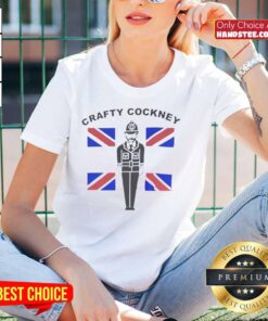 Premium Eric Bristow Crafty Cockney British Flag Ladies Tee featuring bold graphics and a stylish design for darts fans.