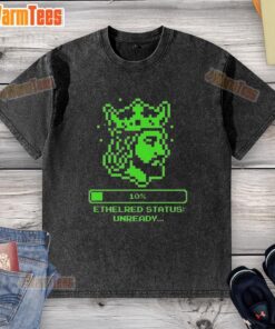 Alt Text: Premium Ethelred Status Unready King of the English 8-bit washed t-shirt featuring retro graphic design.