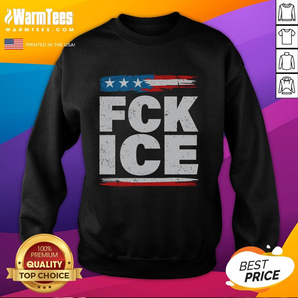 premium-fck-ice-anti-ice-distressed-american-flag-sweatshirt Distressed American flag sweatshirt featuring 'Premium Fck Ice Anti Ice' design, perfect for casual wear.