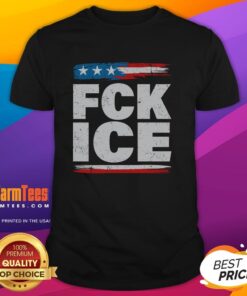 Premium Fck Ice Anti Ice Distressed American Flag T-Shirt featuring a unique graphic design and vintage style.