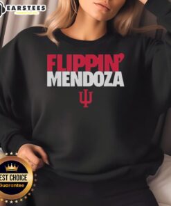 Alt Text: Premium Fernando Flippin Mendoza Indiana Hoosiers football sweatshirt featuring team colors and logo, perfect for fans.