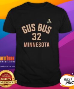 Alt Text: Premium Filip Gustavsson Minnesota Wild Gus Bus name and number t-shirt featuring vibrant team colors.