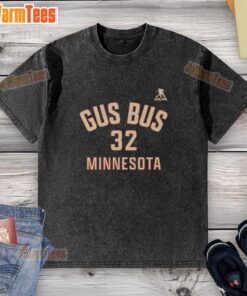 Premium Filip Gustavsson 32 Minnesota Wild Gus Bus Name and Number Washed T-Shirt featuring a stylish design and soft fabric.