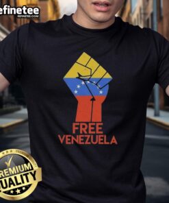 Premium Free For Venezuela Hand Fist T-Shirt showcasing a bold fist design symbolizing solidarity and support for Venezuela.