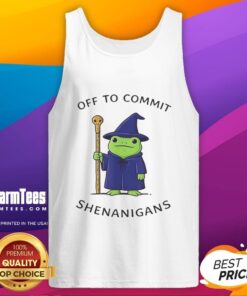 Alt Text: Premium Frog Wizard tank top featuring a whimsical quote about adventure and mischief, perfect for quirky fashion lovers.