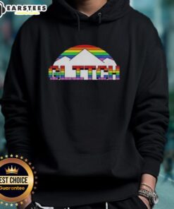 Alt Text: Premium Glitch Denver Nuggets Basketball Pride Mountain Hoodie featuring vibrant colors and unique design.