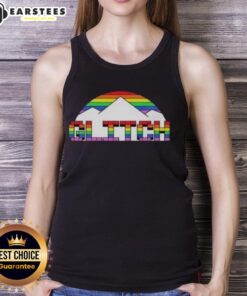 Alt Text: Premium Glitch Denver Nuggets Basketball Pride Mountain Tank Top showcasing vibrant colors and team logo on a stylish design.