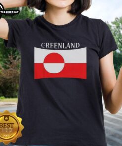 Alt Text: Premium Greenland Independence Message Flag on Ladies Tee, celebrating pride and belonging to its people.