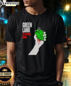 Premium Greenland Green Day Parody Trump Idiot T-Shirt featuring a humorous design with vibrant colors and bold text.