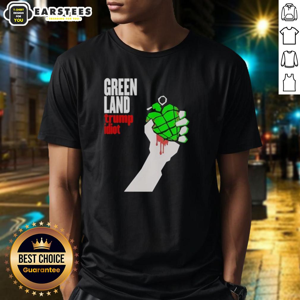premium-greenland-green-day-parody-trump-idiot-t-shirt-1 Premium Greenland Green Day Parody Trump Idiot T-Shirt featuring a humorous design with vibrant colors and bold text.