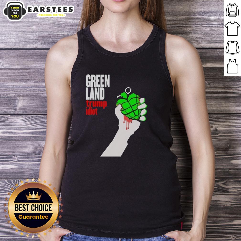 premium-greenland-green-day-parody-trump-idiot-tank-top Premium Greenland Green Day parody tank top featuring Trump with the word 'Idiot' - perfect for music and satire lovers.