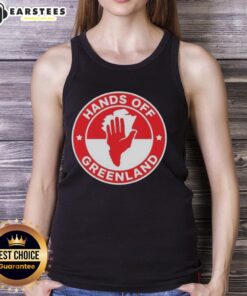 Alt Text: Premium Greenland Hands Off logo tank top featuring a stylish design in vibrant colors, perfect for casual wear.