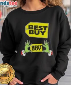 Alt Text: Premium Grinch Hands Love sweatshirt from Best Buy, perfect for festive holiday celebrations and Christmas cheer.