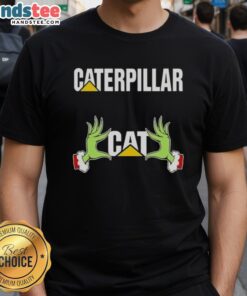 Premium Grinch Hands Love Caterpillar Christmas T-Shirt featuring festive design for holiday celebrations.