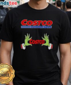 Premium Grinch Hands Love Costco Wholesale Christmas T-Shirt featuring festive Grinch design for holiday cheer.