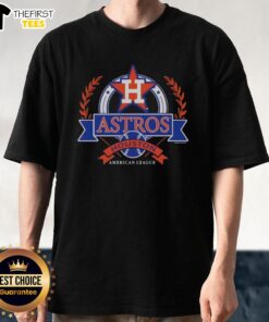 Alt Text: Premium Houston Astros American League Cooperstown Crest T-Shirt featuring vintage logo and stylish design for fans.