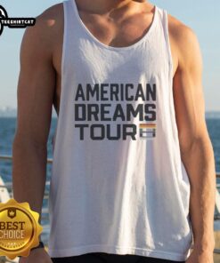 Premium I Am The American Dream's Tour Pride Tank Top showcasing vibrant colors and a bold design for summer wear.