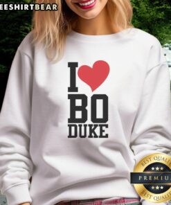 Alt text for 'Premium-I-Love-Bo-Duke-Sweatshirt': Premium I Love Bo Duke sweatshirt featuring a stylish design for fans of The Dukes of Hazzard.