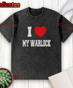 Premium I Love My Warlock Washed T-Shirt featuring a stylish design for warlock enthusiasts and casual wear.