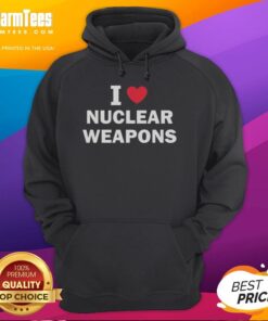 Premium I Love Nuclear Weapons Hoodie in black, featuring a bold graphic design and comfortable fit for casual wear.