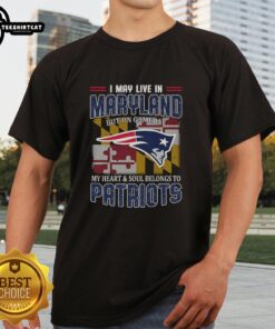 Premium New England Patriots flag T-shirt for fans; perfect for game day, showcasing Maryland pride and team loyalty.