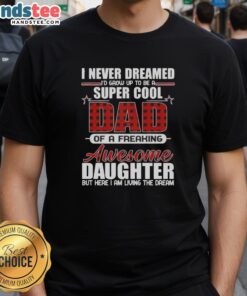 Alt Text: Premium I Never Dreamed I'd Grow Up To Be A Super Cool Freaking Awesome Daughter T-Shirt showcasing a stylish design.