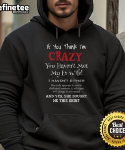 Alt Text: Premium If You Think I'm Crazy, You Haven't Met My Ex-Wife hoodie in black, showcasing a humorous and bold design.