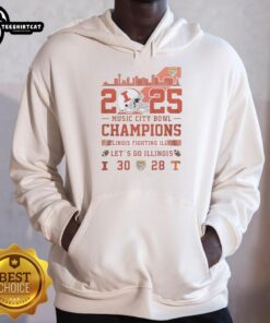 Premium Illinois Fighting Illini Football Music City Bowl Champions 2025 Hoodie in navy blue with team logo design.
