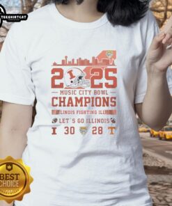 Premium Illinois Fighting Illini Football Music City Bowl Champions 2025 Ladies Tee showcasing team pride and style.