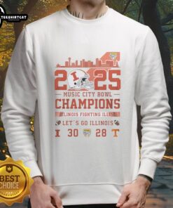 Premium Illinois Fighting Illini Football Music City Bowl Champions 2025 sweatshirt showcasing team pride and victory.