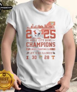 Premium Illinois Fighting Illini Football Music City Bowl Champions 2025 T-Shirt featuring team colors and logo.