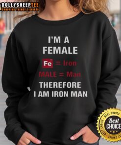 Premium female Iron Man sweatshirt showcasing a bold 'I Am Iron Man' design for fans of Marvel superheroes.