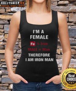 Premium female Iron Man tank top featuring 'I am Iron Man' design for women who love superhero apparel.
