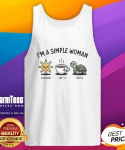 Alt Text: Premium 'Im a Simple Woman' tank top featuring sunshine, coffee, and turtle design, perfect for casual outfits.
