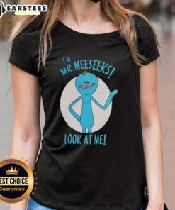 Premium Mr. Meeseeks Look At Me Ladies Tee featuring vibrant design and comfortable fit, perfect for fans of the show.