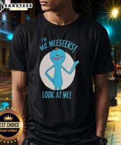 Alt Text: Premium I'M Mr Meeseeks Look At Me T-Shirt featuring vibrant colors and unique design from the popular TV show.