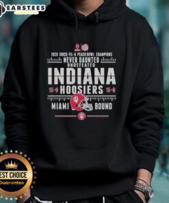 Premium Indiana Hoosiers 2026 Chick-fil-A Peach Bowl Champions hoodie, celebrating their undefeated 15-0 season.