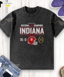 Premium Indiana Hoosiers Football National Champions Undefeated 16-0 Helmet Washed T-Shirt for fans and collectors.