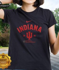 Premium Indiana Hoosiers NCAA College Football Playoff Champions 2026 ladies tee featuring vibrant team colors and logo.