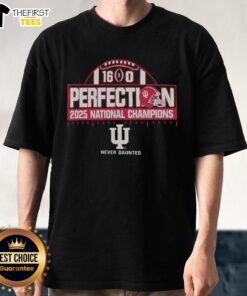 Premium Indiana Hoosiers Perfection 16-0 College Football Playoff National Champions 2025 T-Shirt design featuring team colors.