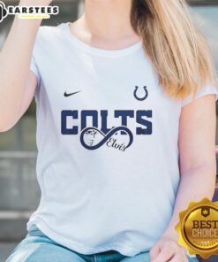 Alt Text: Premium Indianapolis Colts NFL Elvis Presley Loves You Ladies Tee featuring vibrant team colors and stylish design.