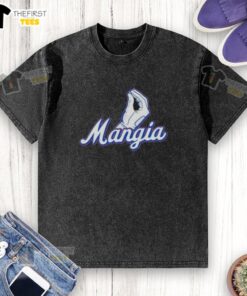 Alt Text: Premium Italy Mangia New York Mets washed t-shirt featuring a vintage design and comfortable fit for fans.