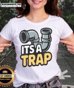 Alt Text: Premium It's A Trap Plumbing Pipes Ladies Tee featuring playful plumbing design, perfect for women who love plumbing humor.