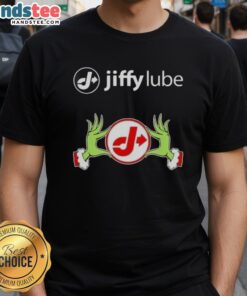 Premium Jiffy Lube X Grinch Hands Merry Christmas T-Shirt featuring festive design with Grinch hands and holiday colors.