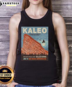 Premium Kaleo Red Rocks 2026 poster tank top featuring vibrant design and concert details for music lovers.