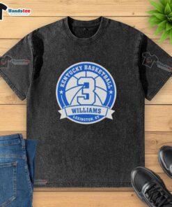 Premium Kam Williams 3 Kentucky Basketball washed t-shirt showcasing team spirit and comfort for fans.