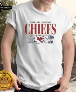 Premium Kansas City Chiefs Super Bowl Champions T-Shirt featuring IV, LIV, LVII, LVIII designs for true fans.