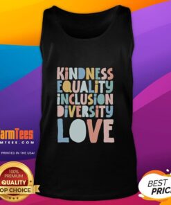 Premium Kindness Equality Inclusion Diversity Love Tank Top displayed on a model, promoting unity and acceptance.