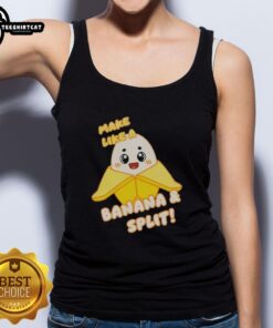 Premium Lankybox Banana Make Like a Banana Split Tank Top featuring fun graphics for a playful summer look.